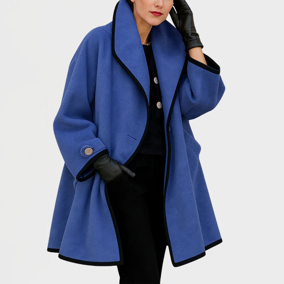 Eleanor | Women's Oversized Contrast-Trim Coat