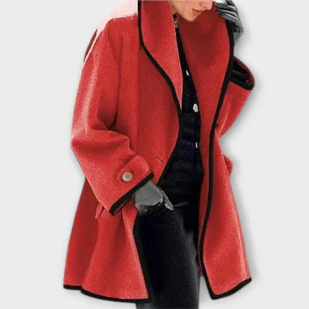 Eleanor | Women's Oversized Contrast-Trim Coat