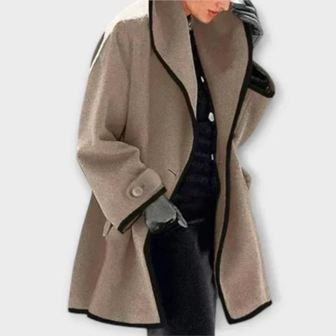 Eleanor | Women's Oversized Contrast-Trim Coat