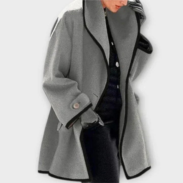 Eleanor | Women's Oversized Contrast-Trim Coat