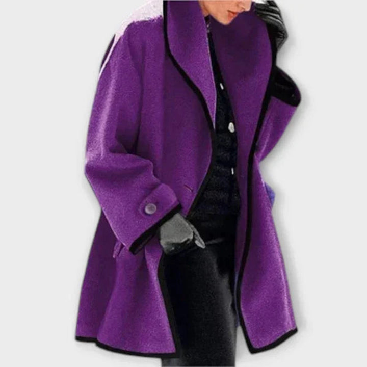 Eleanor | Women's Oversized Contrast-Trim Coat