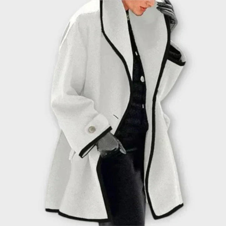 Eleanor | Women's Oversized Contrast-Trim Coat